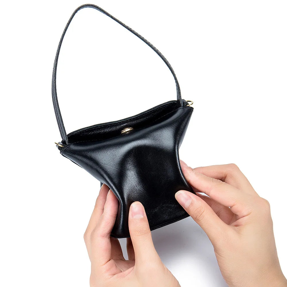 Fashion Mini Coin Purse for Women Girl Genuine Leather Cute Handbag Small Bucket Bag for Earphone Coins Wallet Bag Porte Monnaie