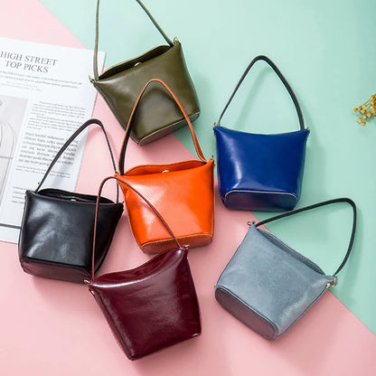 Fashion Mini Coin Purse for Women Girl Genuine Leather Cute Handbag Small Bucket Bag for Earphone Coins Wallet Bag Porte Monnaie