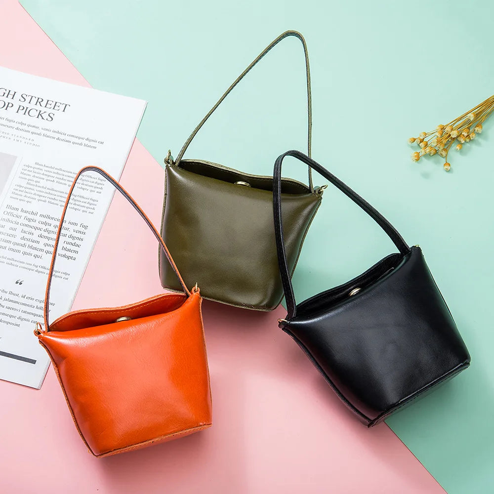 Fashion Mini Coin Purse for Women Girl Genuine Leather Cute Handbag Small Bucket Bag for Earphone Coins Wallet Bag Porte Monnaie