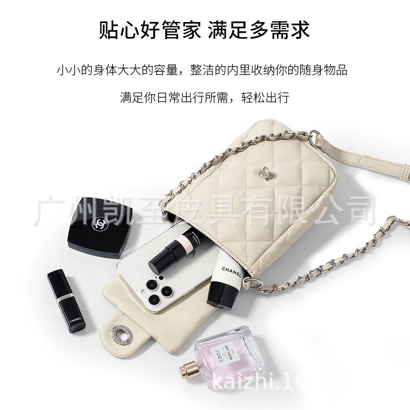 Fashion Mini Mobile Phone Bags Women Texture Chain Mini Flap Shoulder Bags Luxury Brand Designer Sweet Small Handbag Purses