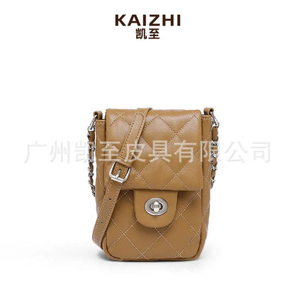Fashion Mini Mobile Phone Bags Women Texture Chain Mini Flap Shoulder Bags Luxury Brand Designer Sweet Small Handbag Purses