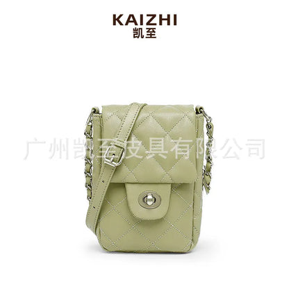 Fashion Mini Mobile Phone Bags Women Texture Chain Mini Flap Shoulder Bags Luxury Brand Designer Sweet Small Handbag Purses