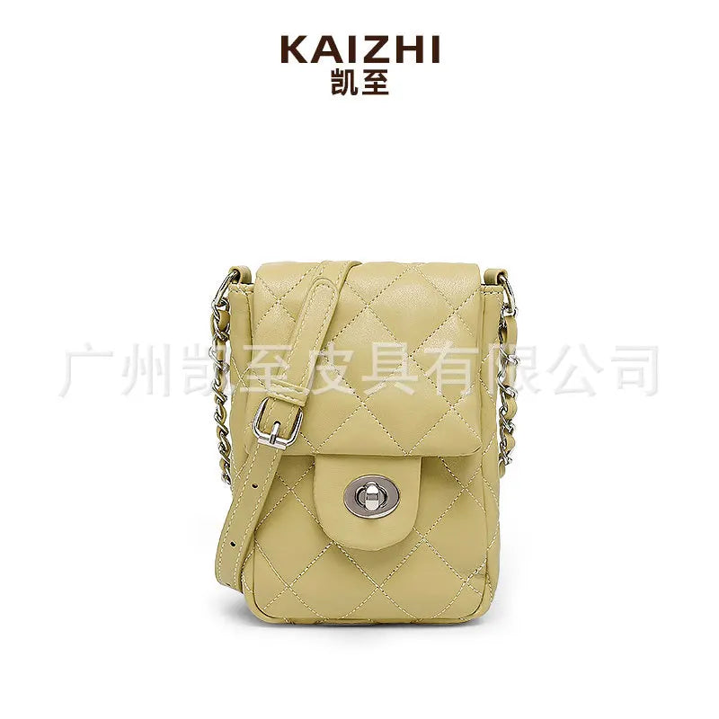 Fashion Mini Mobile Phone Bags Women Texture Chain Mini Flap Shoulder Bags Luxury Brand Designer Sweet Small Handbag Purses