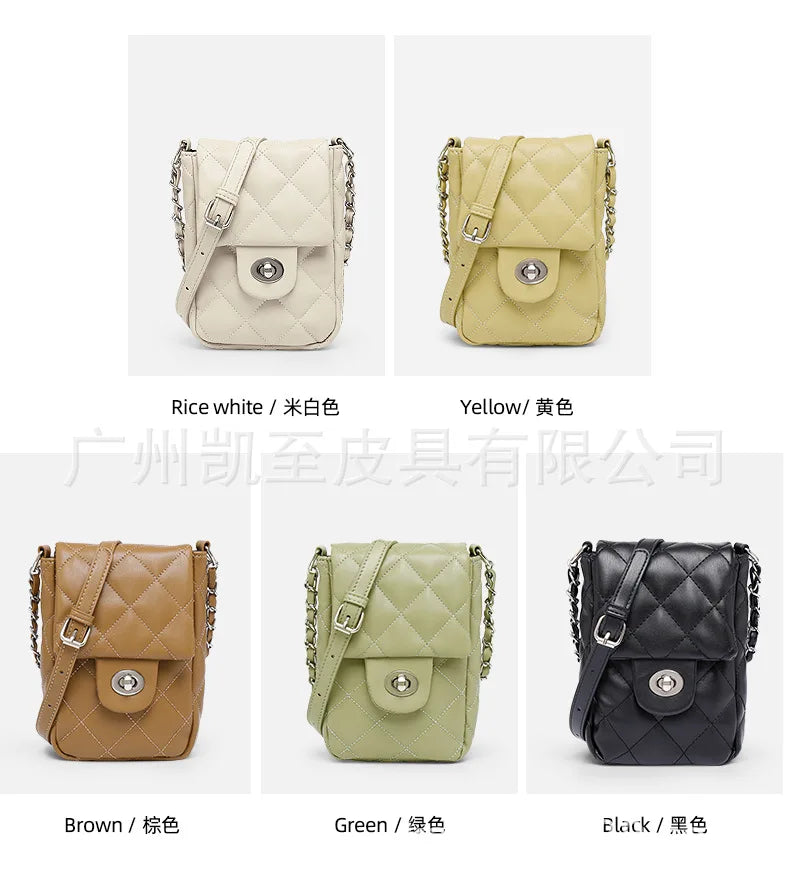 Fashion Mini Mobile Phone Bags Women Texture Chain Mini Flap Shoulder Bags Luxury Brand Designer Sweet Small Handbag Purses