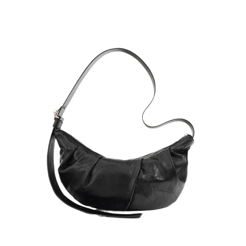 Fashion Minority Designer Crossbody Hobo Simple Solid Pleated Shoulder Bags for Women All-match Casual Commuter Bolsos Mujer