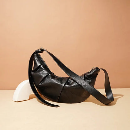 Fashion Minority Designer Crossbody Hobo Simple Solid Pleated Shoulder Bags for Women All-match Casual Commuter Bolsos Mujer