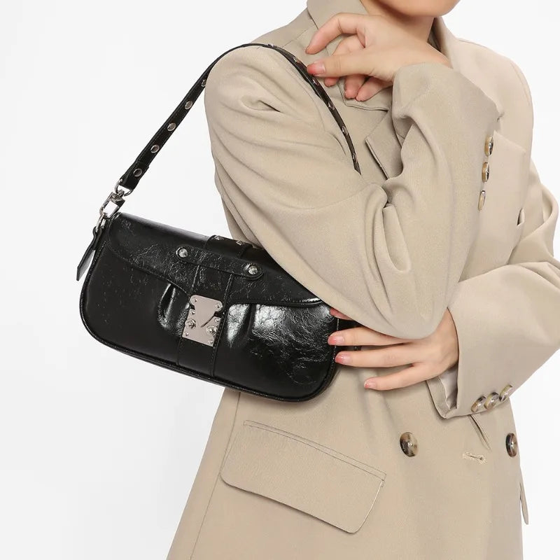 Fashion Motorcycle Underarm Shoulder Bag Delicate Niche All-match Hobos Female Solid Casual Purses Clutch Trend Handbags Bolsas