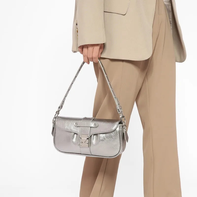 Fashion Motorcycle Underarm Shoulder Bag Delicate Niche All-match Hobos Female Solid Casual Purses Clutch Trend Handbags Bolsas