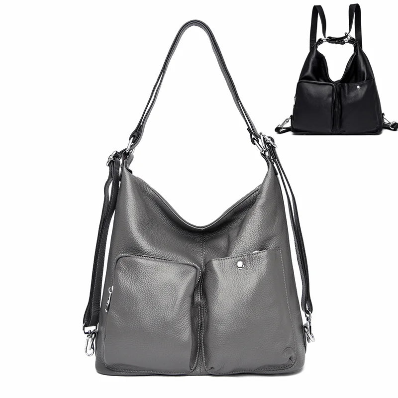 Fashion Multifunctional Backpacks High Quality Genuine Leather Ladies Shoulder Bags Designer Large Capacity Female Messenger Bag