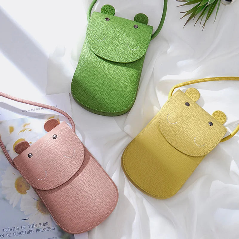 Fashion New Genuine Leather Crossbody Bags for Women Multiple Colors Cute Hippo Girls' Shoulder Bag Mini Square Phone Bag Purse