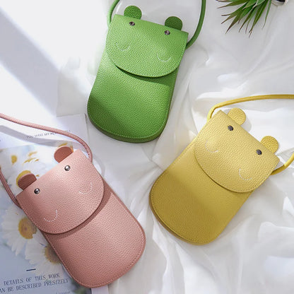 Fashion New Genuine Leather Crossbody Bags for Women Multiple Colors Cute Hippo Girls' Shoulder Bag Mini Square Phone Bag Purse