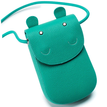 Fashion New Genuine Leather Crossbody Bags for Women Multiple Colors Cute Hippo Girls' Shoulder Bag Mini Square Phone Bag Purse