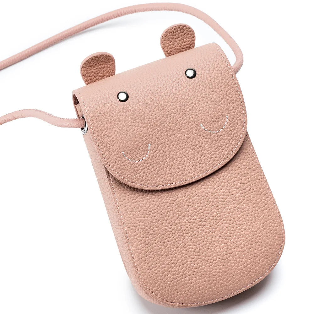 Fashion New Genuine Leather Crossbody Bags for Women Multiple Colors Cute Hippo Girls' Shoulder Bag Mini Square Phone Bag Purse