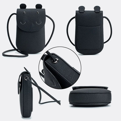 Fashion New Genuine Leather Crossbody Bags for Women Multiple Colors Cute Hippo Girls' Shoulder Bag Mini Square Phone Bag Purse