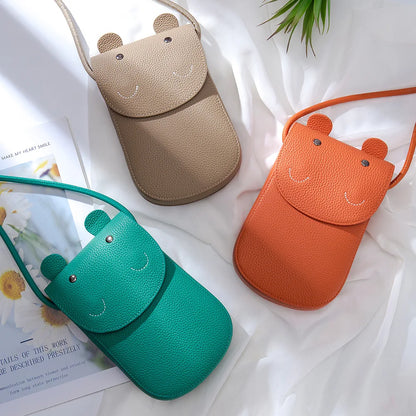 Fashion New Genuine Leather Crossbody Bags for Women Multiple Colors Cute Hippo Girls' Shoulder Bag Mini Square Phone Bag Purse