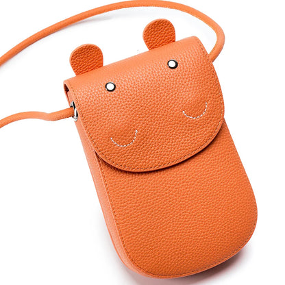 Fashion New Genuine Leather Crossbody Bags for Women Multiple Colors Cute Hippo Girls' Shoulder Bag Mini Square Phone Bag Purse