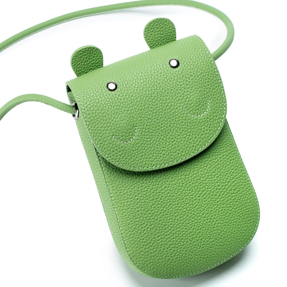 Fashion New Genuine Leather Crossbody Bags for Women Multiple Colors Cute Hippo Girls' Shoulder Bag Mini Square Phone Bag Purse