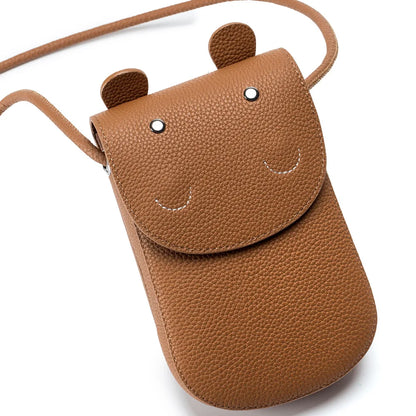 Fashion New Genuine Leather Crossbody Bags for Women Multiple Colors Cute Hippo Girls' Shoulder Bag Mini Square Phone Bag Purse