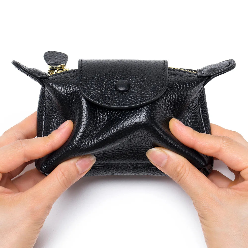 Fashion New Genuine Leather Kawaii Women's Coin Purse Lipstick Bank Cards Cash Coins Pouch Cute Wallet for Girls Mini Clutch Bag