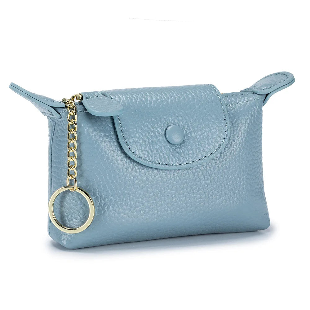 Fashion New Genuine Leather Kawaii Women's Coin Purse Lipstick Bank Cards Cash Coins Pouch Cute Wallet for Girls Mini Clutch Bag