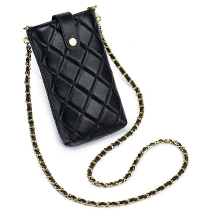 Fashion New Genuine Sheepskin Leather Shoulder Bags for Women Metal Chain Strap Girls' Crossbody Bag Mini Square Bag Phone Purse