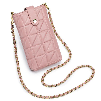 Fashion New Genuine Sheepskin Leather Shoulder Bags for Women Metal Chain Strap Girls' Crossbody Bag Mini Square Bag Phone Purse