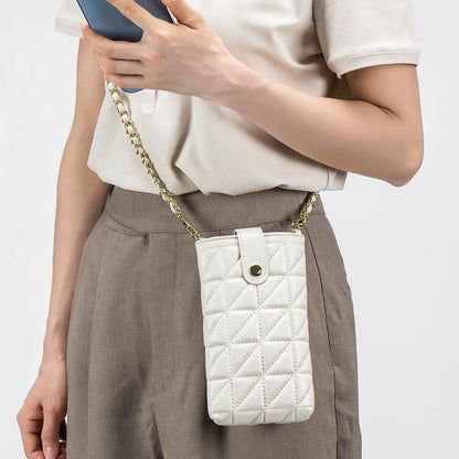Fashion New Genuine Sheepskin Leather Shoulder Bags for Women Metal Chain Strap Girls' Crossbody Bag Mini Square Bag Phone Purse