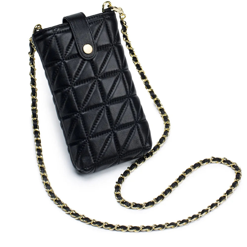Fashion New Genuine Sheepskin Leather Shoulder Bags for Women Metal Chain Strap Girls' Crossbody Bag Mini Square Bag Phone Purse