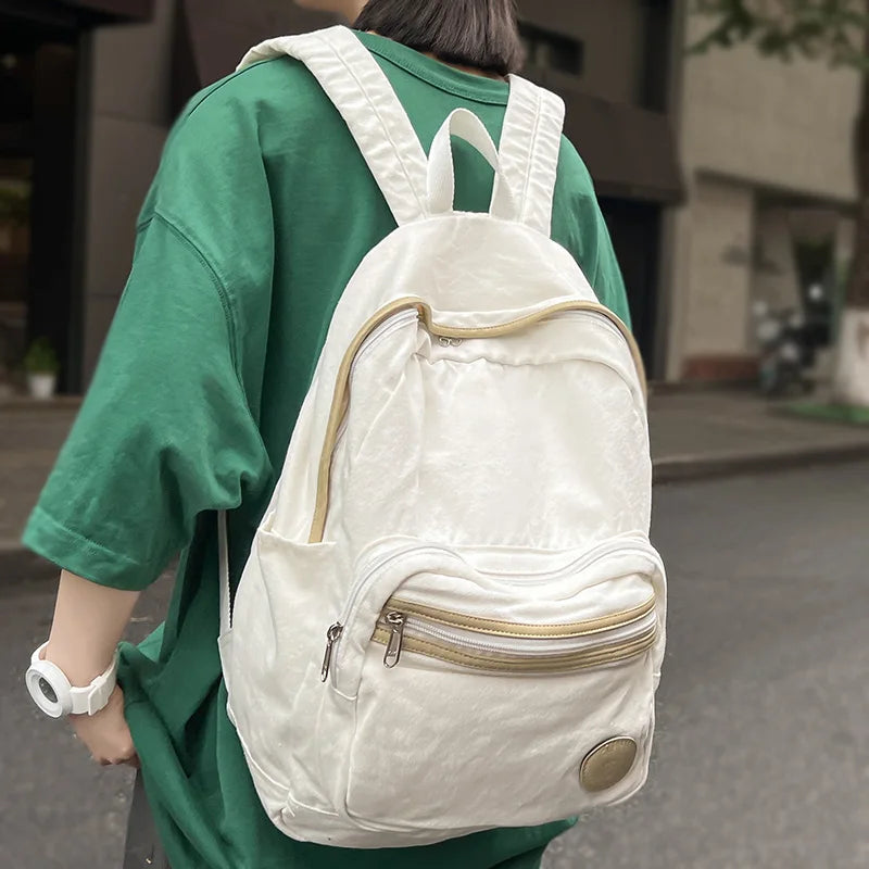 Fashion New Girl Canvas Travel School Bag Cool Lady Student Backpack Female Kawaii College Backpack Trendy Women Laptop Book Bag