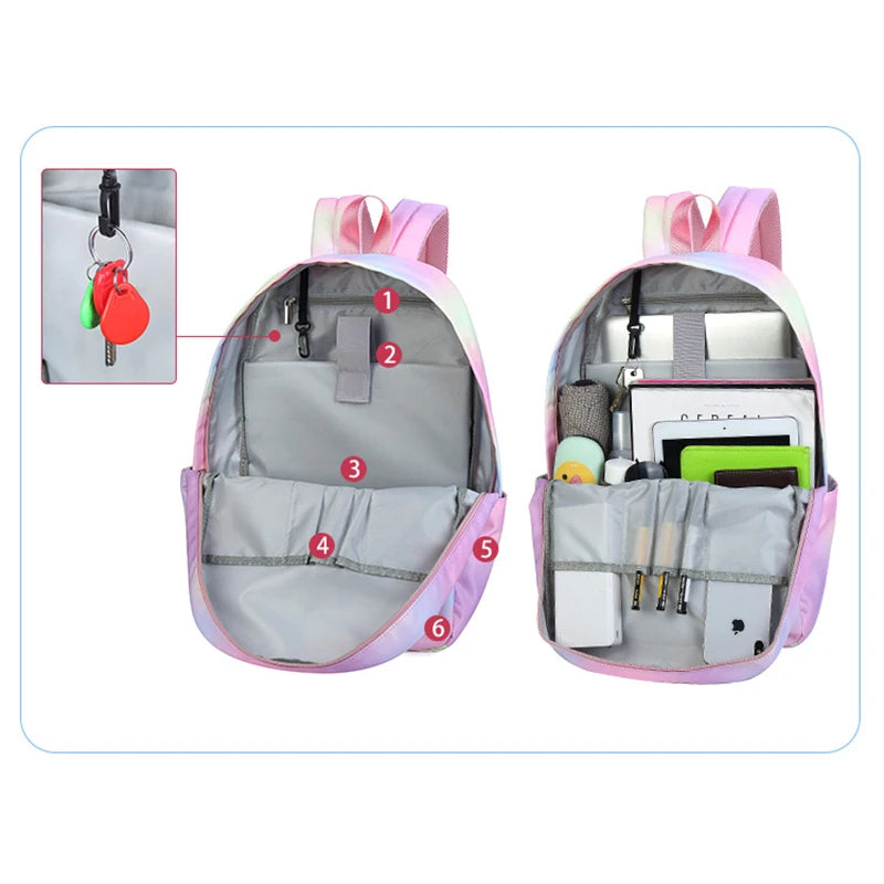 Fashion New Girls Backpacks Waterproof Contrast Color Small Fresh Students School Bags Middle School Leisure Mochilas Para Mujer