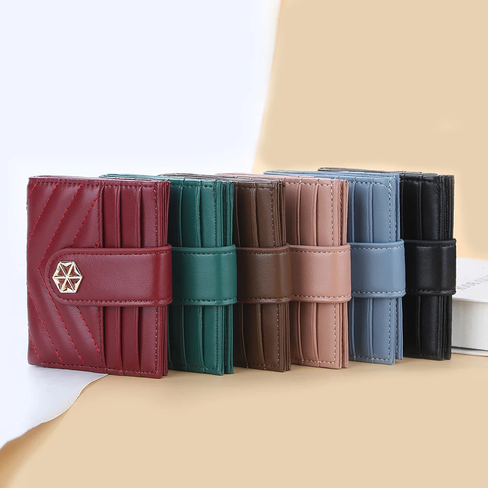 Fashion New Women's Cards Wallet Large Capacity Card Slot Simple Style Mini Leather Wallets for Ladies Cute Girls Purse