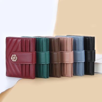 Fashion New Women's Cards Wallet Large Capacity Card Slot Simple Style Mini Leather Wallets for Ladies Cute Girls Purse