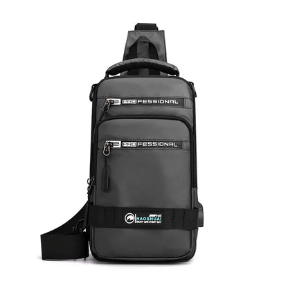 Fashion Nylon Backpack Daypack Men Cross body Chest Bags Pack with USB Charging Port Travel Male Knapsack Rucksack Messenger Bag