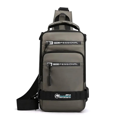 Fashion Nylon Backpack Daypack Men Cross body Chest Bags Pack with USB Charging Port Travel Male Knapsack Rucksack Messenger Bag