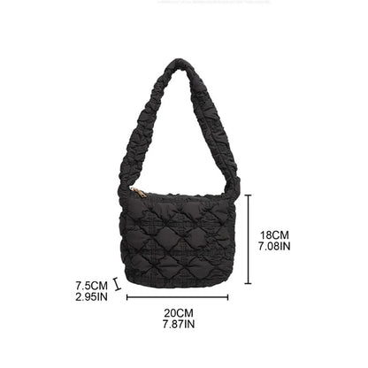 Fashion Nylon Shoulder Bags Tote Handbag Underarm Bag Quilted Winter Versatile Bags for Women Girls