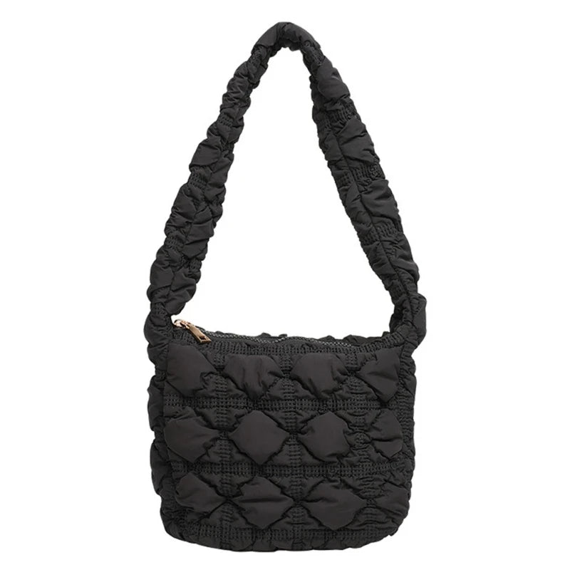 Fashion Nylon Shoulder Bags Tote Handbag Underarm Bag Quilted Winter Versatile Bags for Women Girls