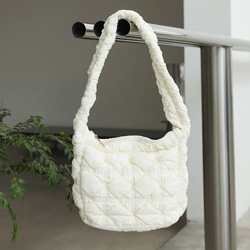 Fashion Nylon Shoulder Bags Tote Handbag Underarm Bag Quilted Winter Versatile Bags for Women Girls