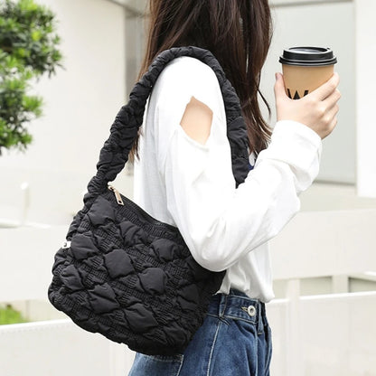 Fashion Nylon Shoulder Bags Tote Handbag Underarm Bag Quilted Winter Versatile Bags for Women Girls