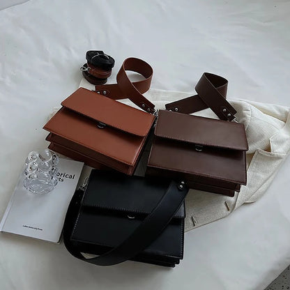 Fashion OL Women Business Briefcases PU Leather Wide Shoulder Strap ShoulderBags Messenger Bags Torebki  Bolso Mujer