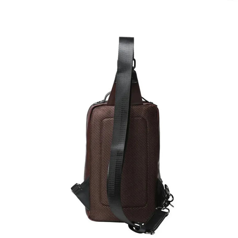 Fashion PU Leather Men Korean Style Chest Pack Casual Crossbody Large Capacity Shoulder Bag For Male