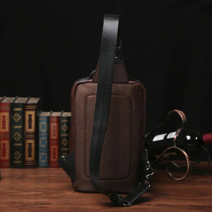 Fashion PU Leather Men Korean Style Chest Pack Casual Crossbody Large Capacity Shoulder Bag For Male