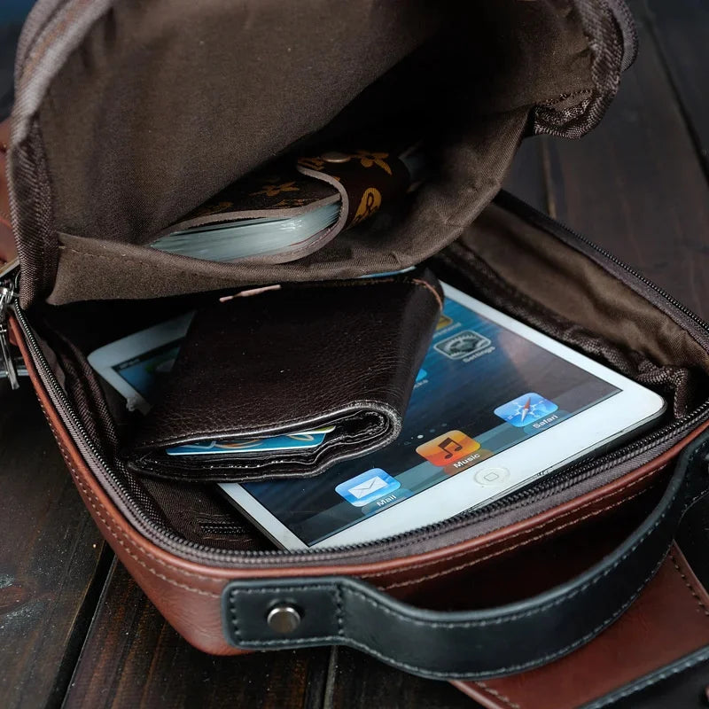 Fashion PU Leather Men Korean Style Chest Pack Casual Crossbody Large Capacity Shoulder Bag For Male