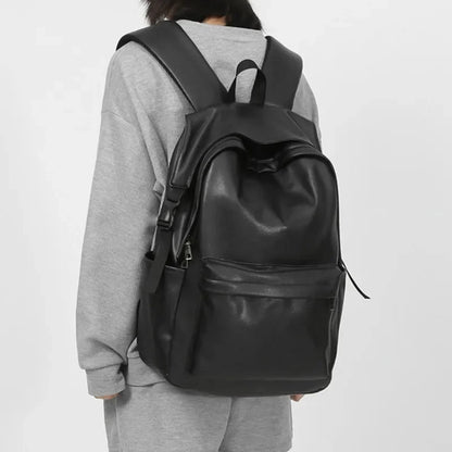 Fashion PU Leather Men Women Waterproof Travel Backpack Business Laptop Bag Korean Student School bags For Boys