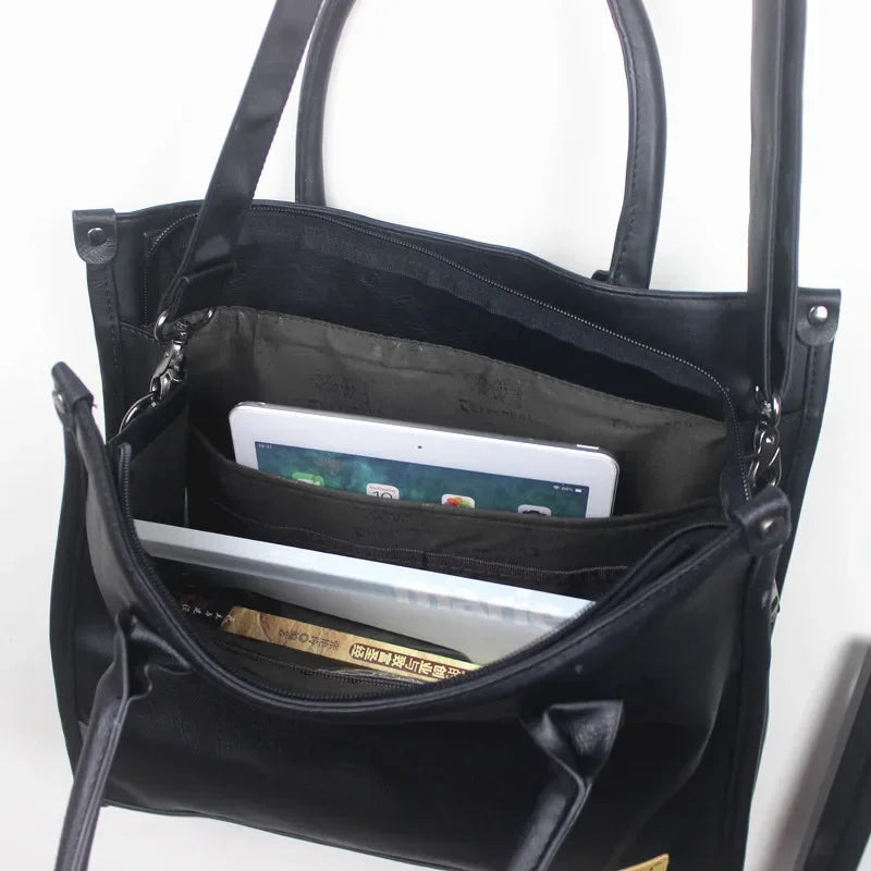 Fashion PU Leather Men's Handbag Large Capacity Male Shoulder Messenger Man Business LaptopTote Bag