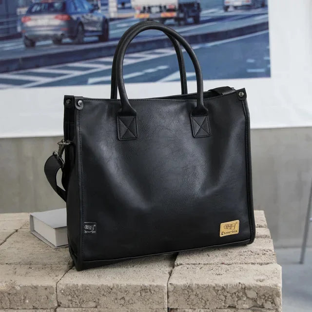 Fashion PU Leather Men's Handbag Large Capacity Male Shoulder Messenger Man Business LaptopTote Bag
