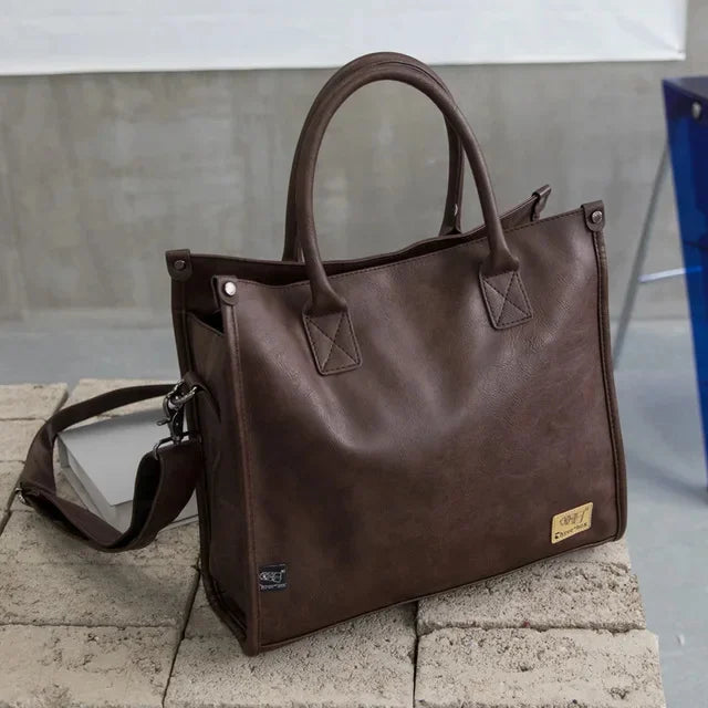 Fashion PU Leather Men's Handbag Large Capacity Male Shoulder Messenger Man Business LaptopTote Bag