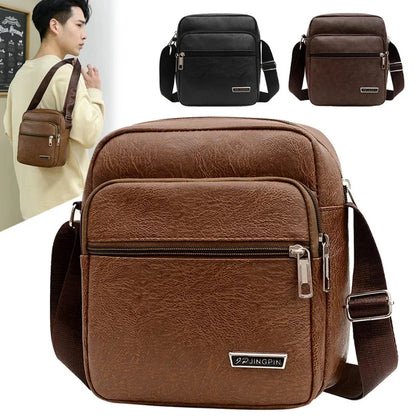 Fashion PU Leather Men's Shoulder Large Capacity Male Crossbody Business Messenger Casual Sling Bag