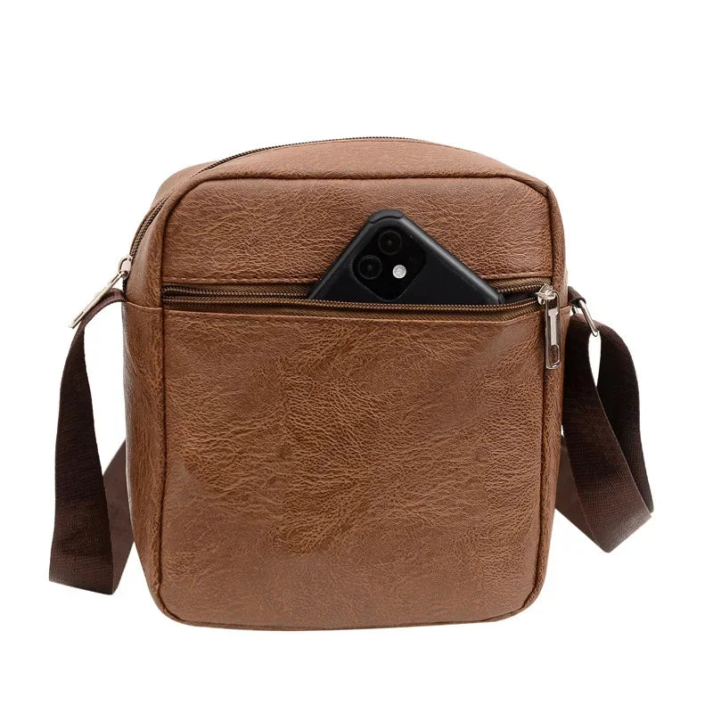 Fashion PU Leather Men's Shoulder Large Capacity Male Crossbody Business Messenger Casual Sling Bag