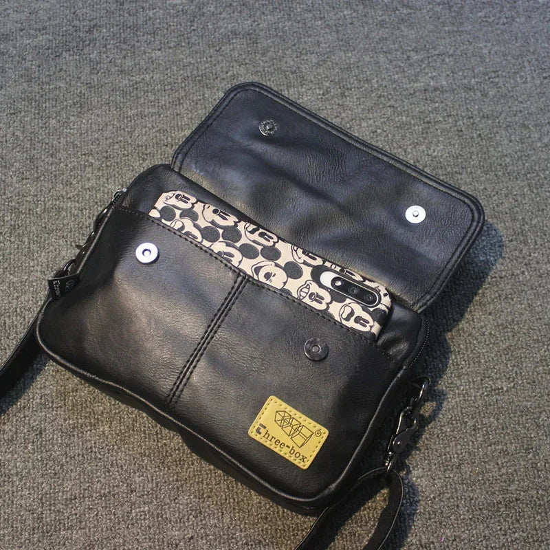 Fashion PU Leather Men's Shoulder Vintage Messenger Korean Style Man Split Crossbody s Flip Sling Bag For Male