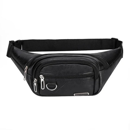 Fashion PU Leather Men's Waist Outdoor Chest Large Capacity Male Crossbody Cell Phone Bag Waterproof Fanny Packs